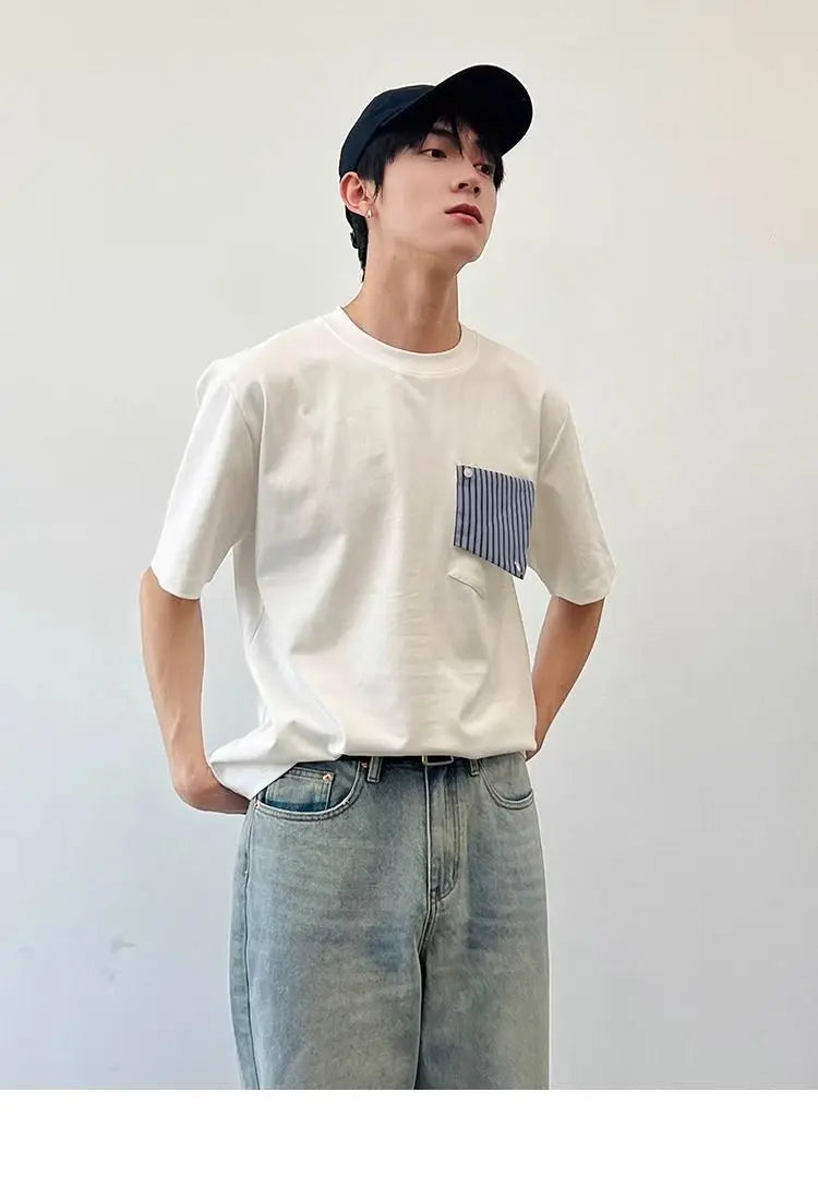 HEARUJOY  -  Summer Trendy Pocket Striped Casual Round Neck Short Sleeve T-Shirt