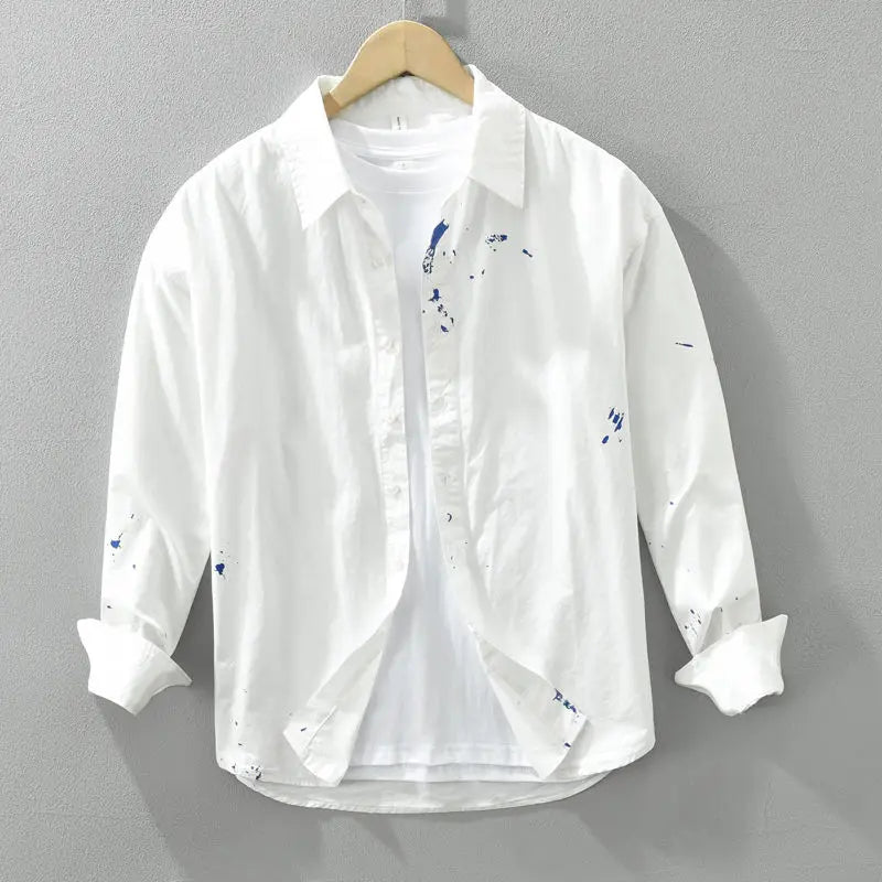 HEARUJOY  -  Elegant Ink Splash Long Sleeve Shirt Men Spring Autumn Shirt Artistic Trendy Casual Stylish Top