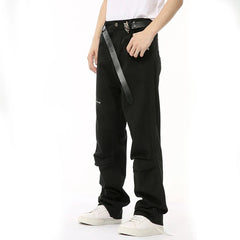 Hearujoy Male Cargo Pants High Street Zipper Splicing Folded Design Wide Leg Casual Men's Overalls New Autumn 2024 Chic 9C6693