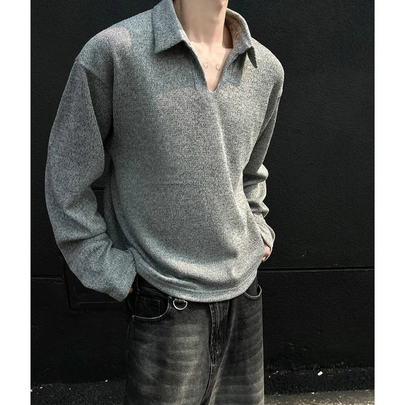 HEARUJOY  -  Spring Lapel Hoodie Men Oversized Casual Sweatshirt Men Korean Loose Pullover Hoodie Mens Hoody Men Long Sleeved T-shirt M-3XL