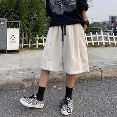 Hearujoy Brown Corduroy Shorts Oversized Baggy Five Point Trousers Summer Korean Fashion Wide Leg Pants Ins Hip Hop Bottoms Men and Women