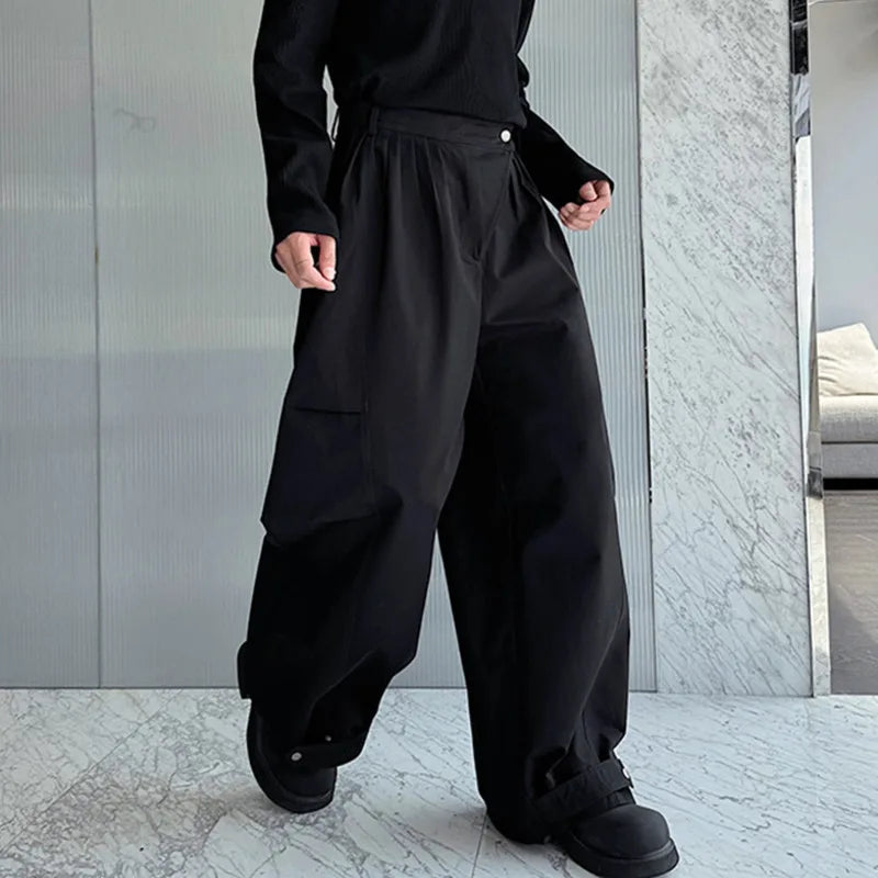 Hearujoy Designers Personalized Pleated Men Overalls Threedimensional Wide Leg Pants Oversize Summer Fashion Trend 9C5963