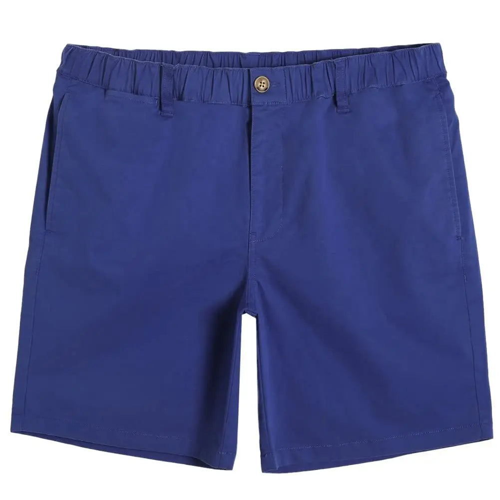 HEARUJOY  -  Men's Classic Fitted Cotton Casual Shorts with Elastic Waistlines and Multiple Pockets for Daily Commuting and Summer Shorts