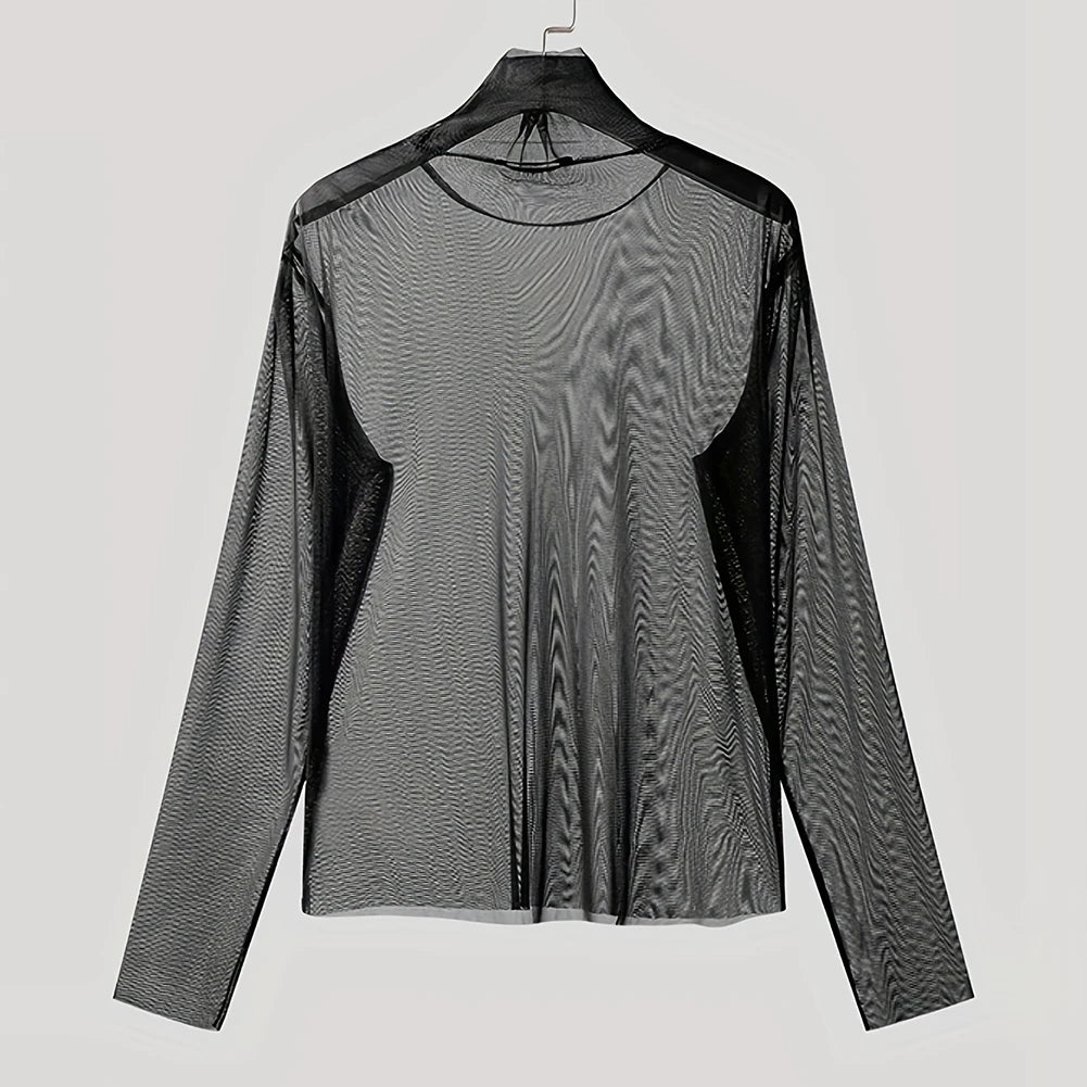 HEARUJOY  -  Solid Turtleneck Shirts Mens Turtleneck T-Shirts Vacation Wear Fashion Streetwear Suitable For Summer Summer Wear