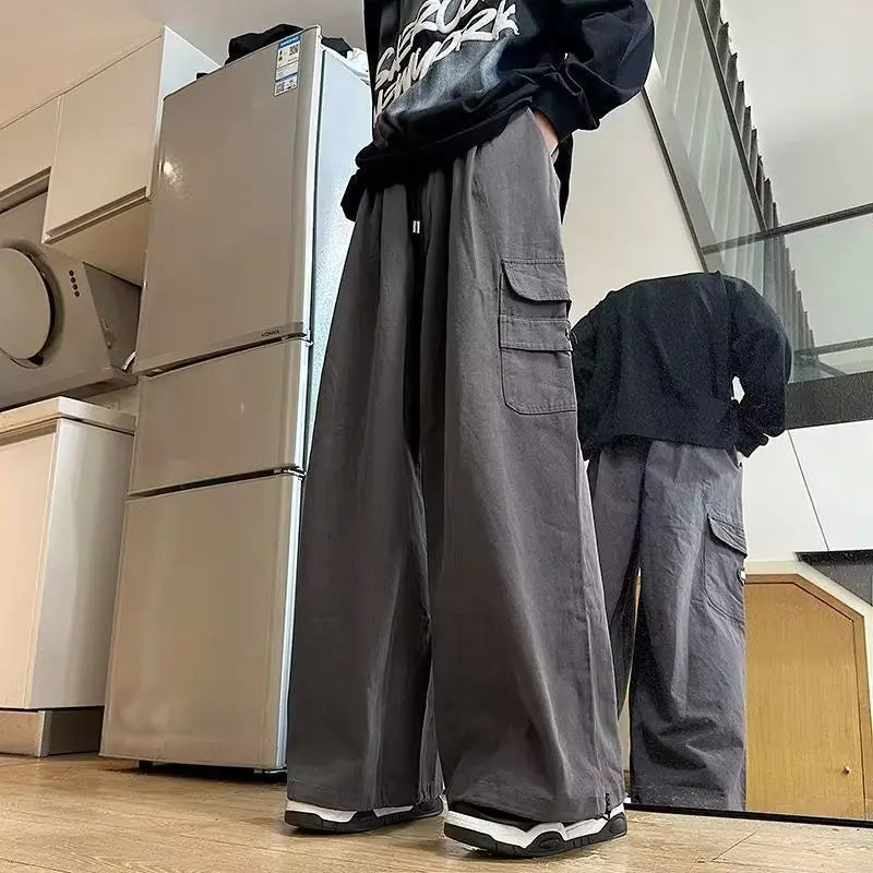 HEARUJOY  -  Fashion Brand Work Pants Men Ins Trendy Loose Straight Wide-leg Casual Trousers
