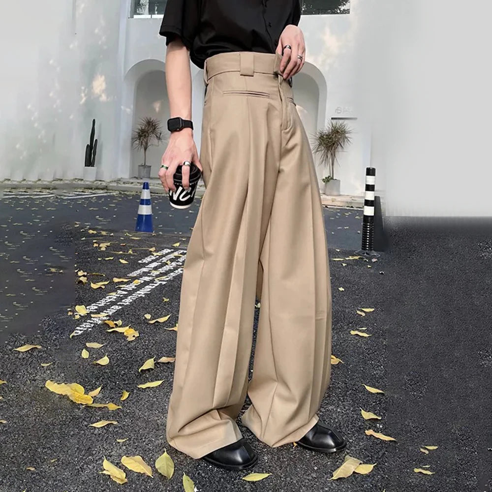 HEARUJOY  -  Mens Trousers Reverse Design Front Pocket Wide Leg Pants Autumn Fashion Couple Versatile Simple Daily Casual Pants Unisex