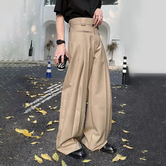 HEARUJOY  -  Mens Trousers Reverse Design Front Pocket Wide Leg Pants Autumn Fashion Couple Versatile Simple Daily Casual Pants Unisex