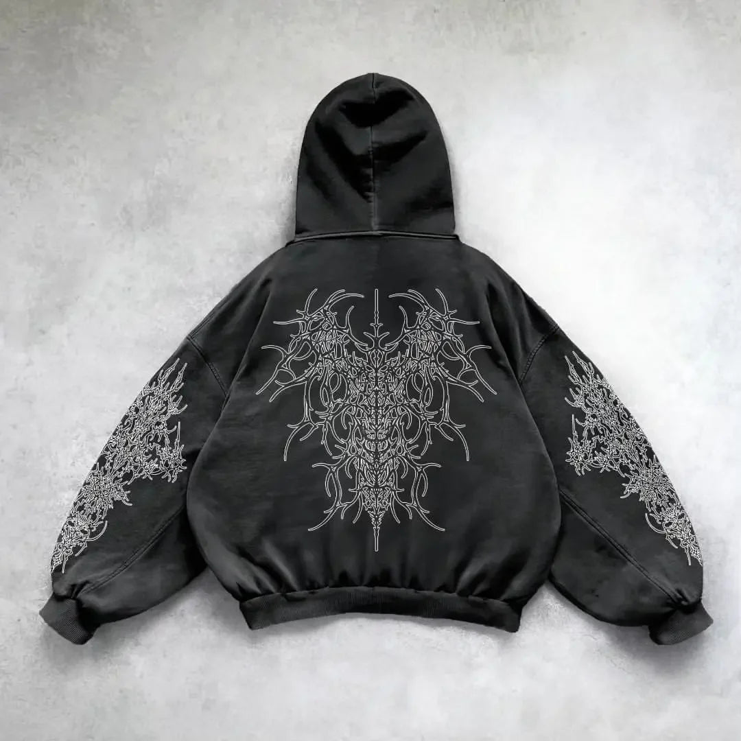Hearujoy Y2K Retro Punk Hip hop Printed Men Women High Quality Hoodie American Gothic Fashion Couple Casual Hoodie Sweatshirt Streetwear