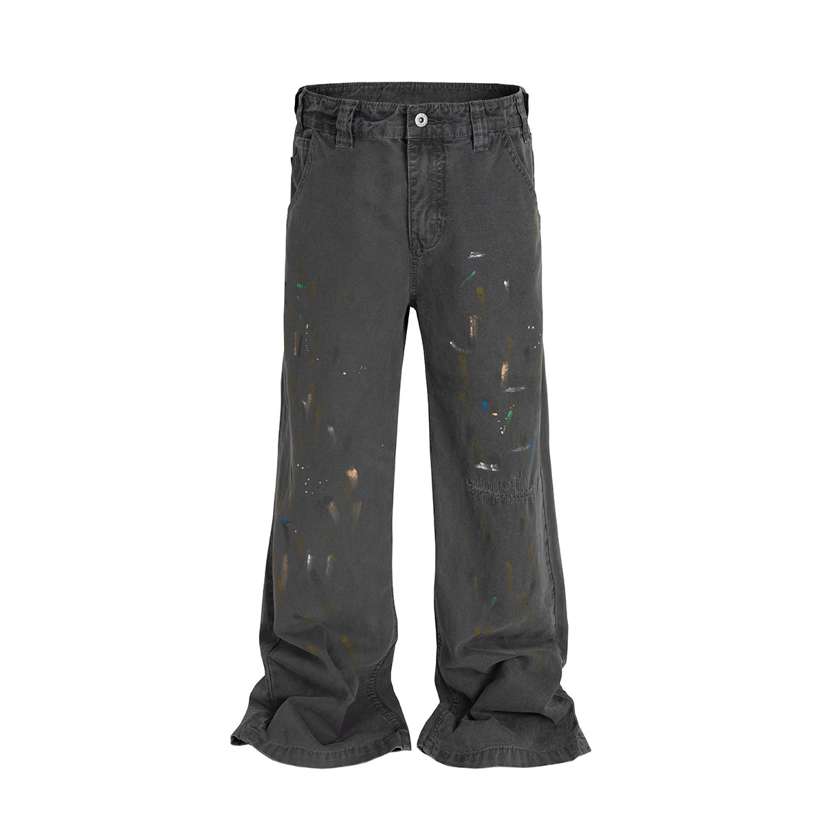 Hearujoy Overdyed Splashed Ink Patch Baggy Jeans for Men Streetwear Casual Loose Denim Trousers Distressed Oversized Cargo Pants