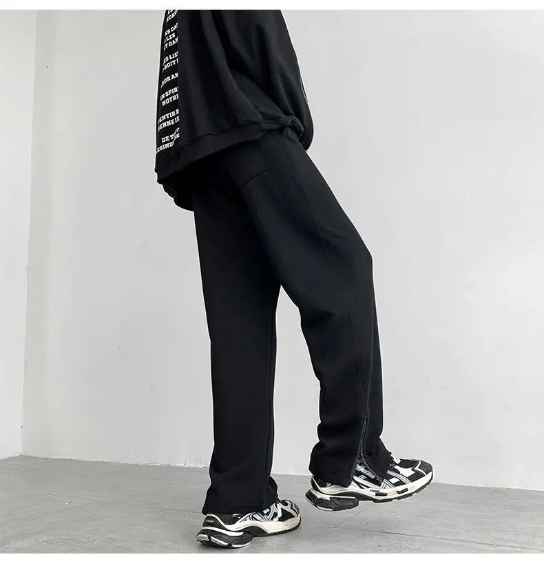 HEARUJOY  -  Black Casual Pants Men Sweatpants Oversized Wide Leg Pants Men Streetwear Loose Grey Straight Sports Pants Mens Joggers Trousers