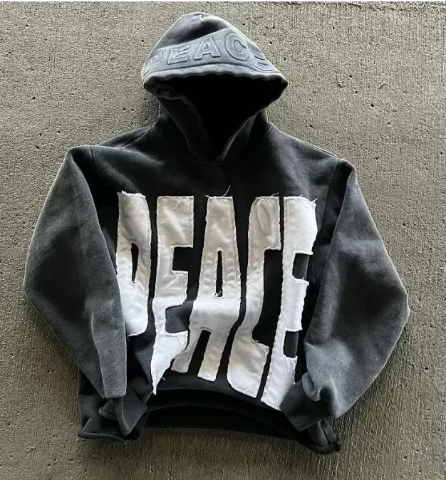 Hearujoy Y2K New Flash Diamond Hoodie American Retro Letter Embroidered Oversized Sweatshirt Men’s Hip Hop Gothic Punk Loose Sports Shirt
