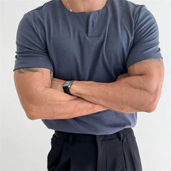 HEARUJOY  -  Men's Solid Color Sports Short-Sleeved T-Shirt American Retro Fashion Trend Loose Casual Breathable Niche Summer New Men's Tops