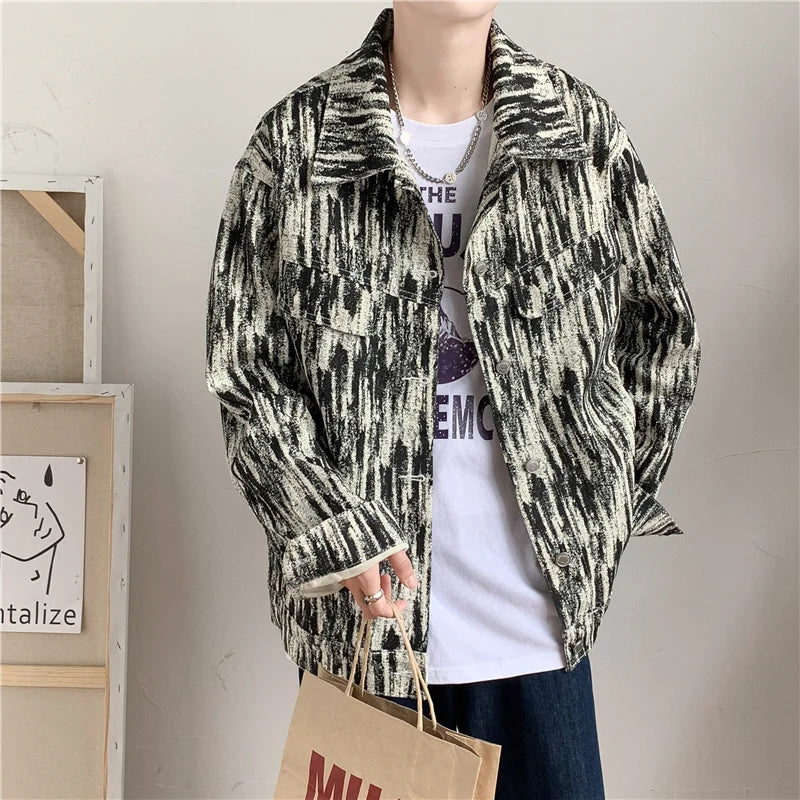 HEARUJOY  -  Vintage Denim Jacket Men's Single-breasted Lapel Denim Jackets Fashion Casual Coat Spring Autumn Male Overcoat
