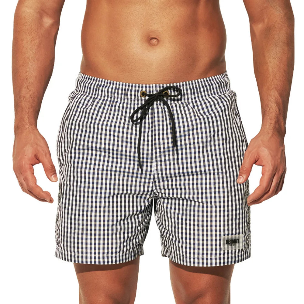HEARUJOY  -  Mens Swimming Trunks Plaid Lined Beach Vacation Casual Shorts Summer Fashion Quick-Drying Breath Pants Men'S Clothing 2025 New