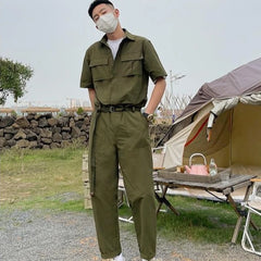 HEARUJOY  -  Male Shirts Trousers Sets Plain Green Men's Pants Set Essential Luxury Fashion Man 2025 Loose Kpop Novelty in Trends Costumes