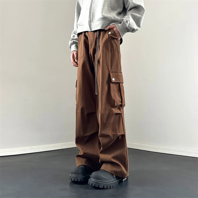 Hearujoy Autumn New Cargo Pants Popular Multi-pockets Overalls Harajuku Streetwear Men Loose Casual Trousers Straight Mopping Pants