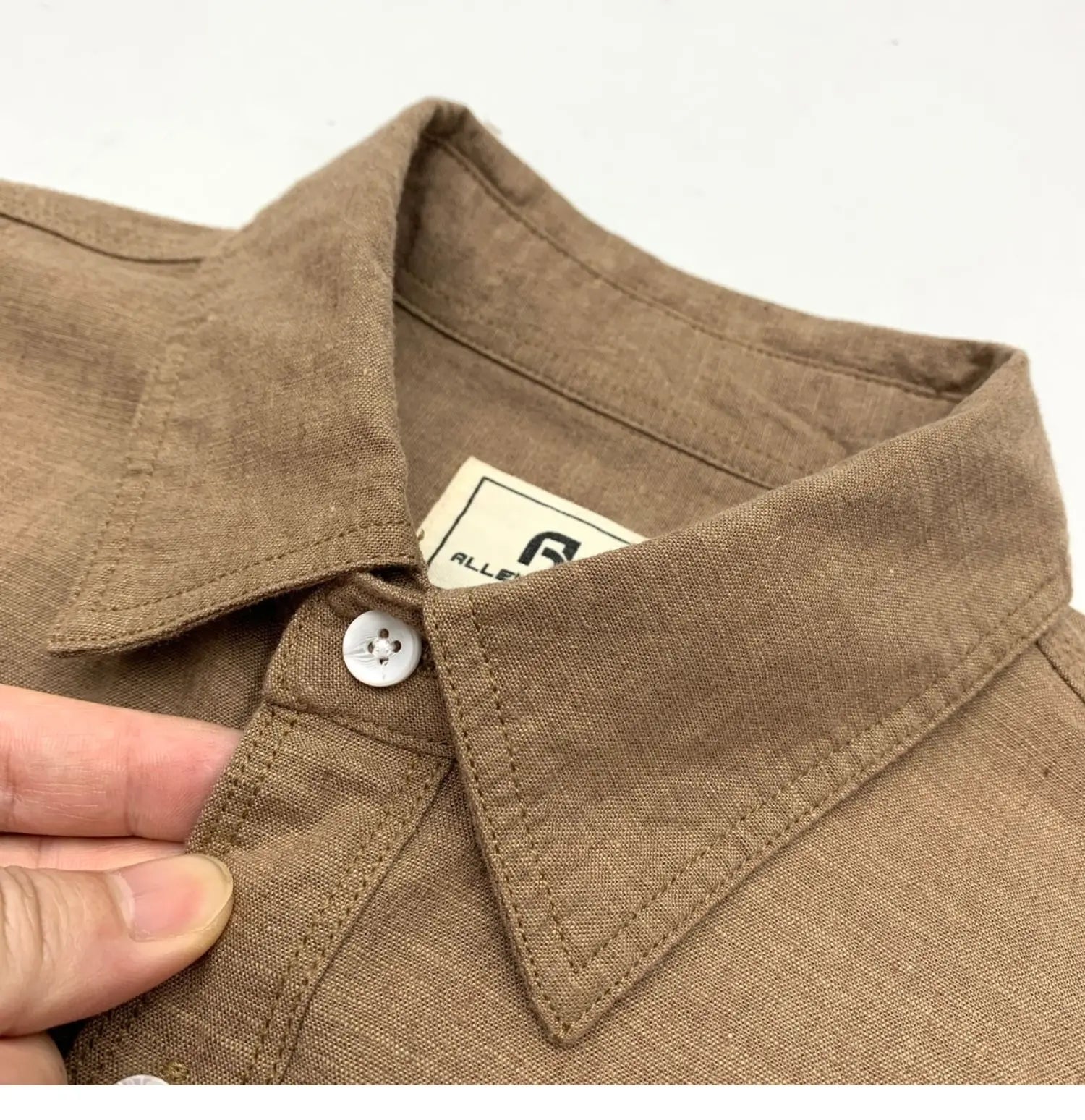HEARUJOY  -  Summer Men's Cotton Linen Shirts With Chest Pocket Sold Color Harajuku Blend Simple Long Sleeved Loose Oversized Casual Shirt