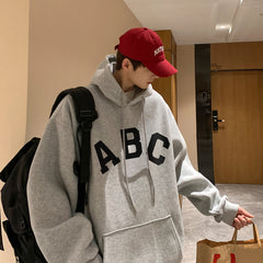 Hearujoy ABC Letter Print Men's Hoodies Korean Fashion Harajuku Oversized Pullover Hip Hop Long Sleeve Hooded Sweatshirts Streetwear