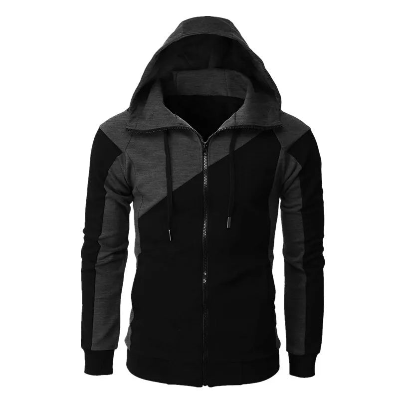 HEARUJOY  -  Color Block Hooded Men Slim Fit Sweatshirt Casual Fashion Long Sleeve Sporty Jacket Stylish Outerwear For Men Trendy Streetwear