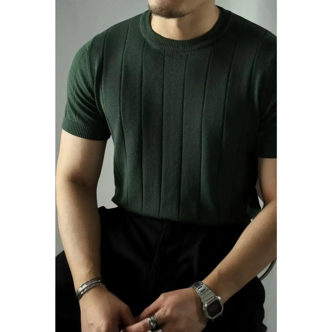 HEARUJOY  -  Summer Men Solid Zipper Knitted Polo Shirt Streetwear Fashion Male Clothes Lapel Slim Basic Business Casual Short Sleeve Tops