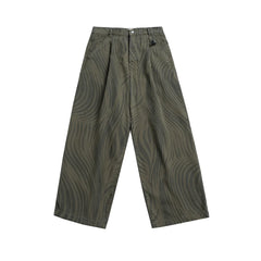 Hearujoy Streetwear Vintage Water Ripple Thread Printed Jeans for Men Patchwork Straight Wide Leg Baggy Denim Pants Oversize Loose Cargos
