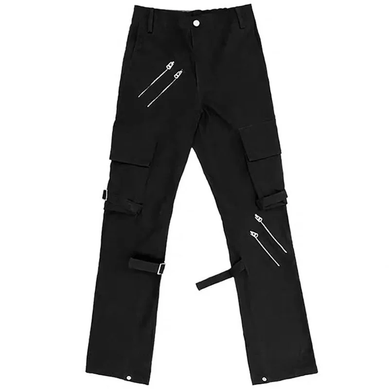 HEARUJOY  -  High Street Black Multi Zipper Jeans Men Streetwear Baggy Wide Leg Jeans 2025 American Straight Casual Loose Denim Cargo Pants