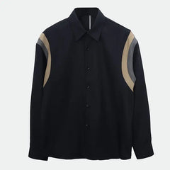 HEARUJOY  -  Design Sense Unique Patchwork Black Long Sleeve Trendy Brand Loose American Stylish Men's Shirt Coat