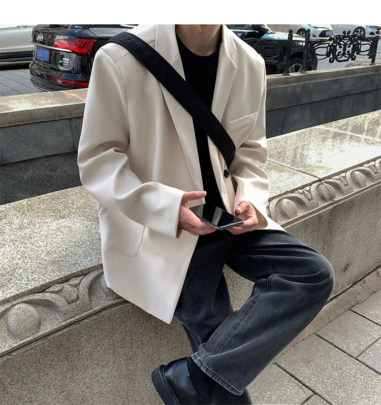 HEARUJOY  -  Spring Summer Men Formal Blazers Men Korean Fashion Loose Casual Dress Jacket Men Harajuku Social Suit Jacket Clothing