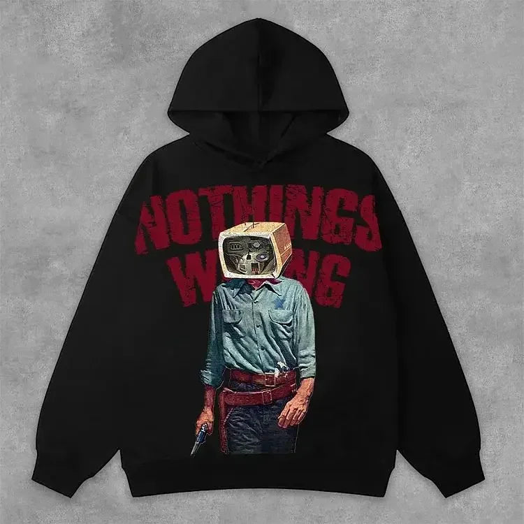 Hearujoy Harajuku Oversized Vintage God Letter Print Hoodies Women Men Streetwear High Street Sweatshirt Goth Jacket Y2k Hoodie