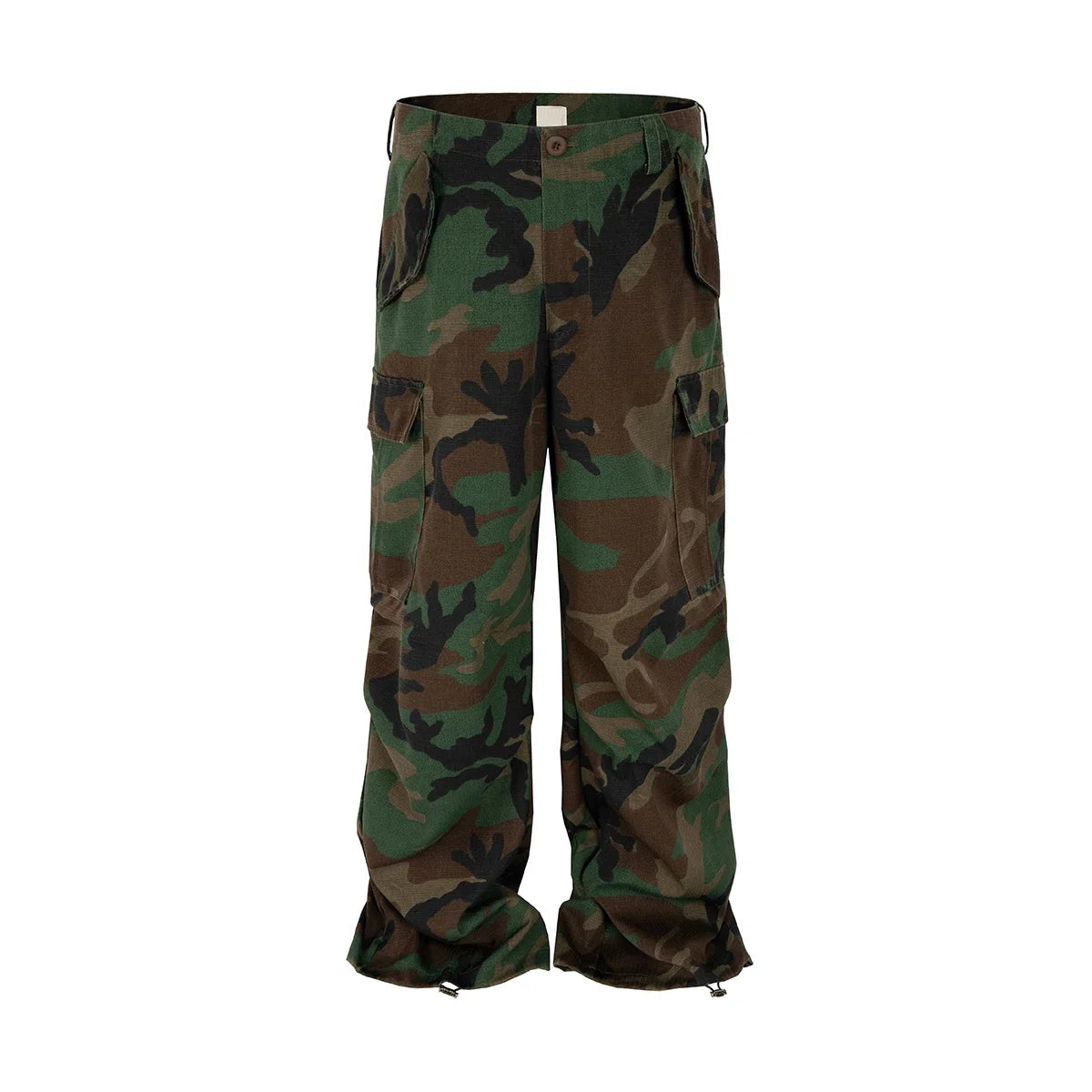 Hearujoy Streetwear Multi-pockets Baggy Camouflage Cargo pants Mens and Womens Straight Patchwork Loose Casual Overalls Oversized Jeans