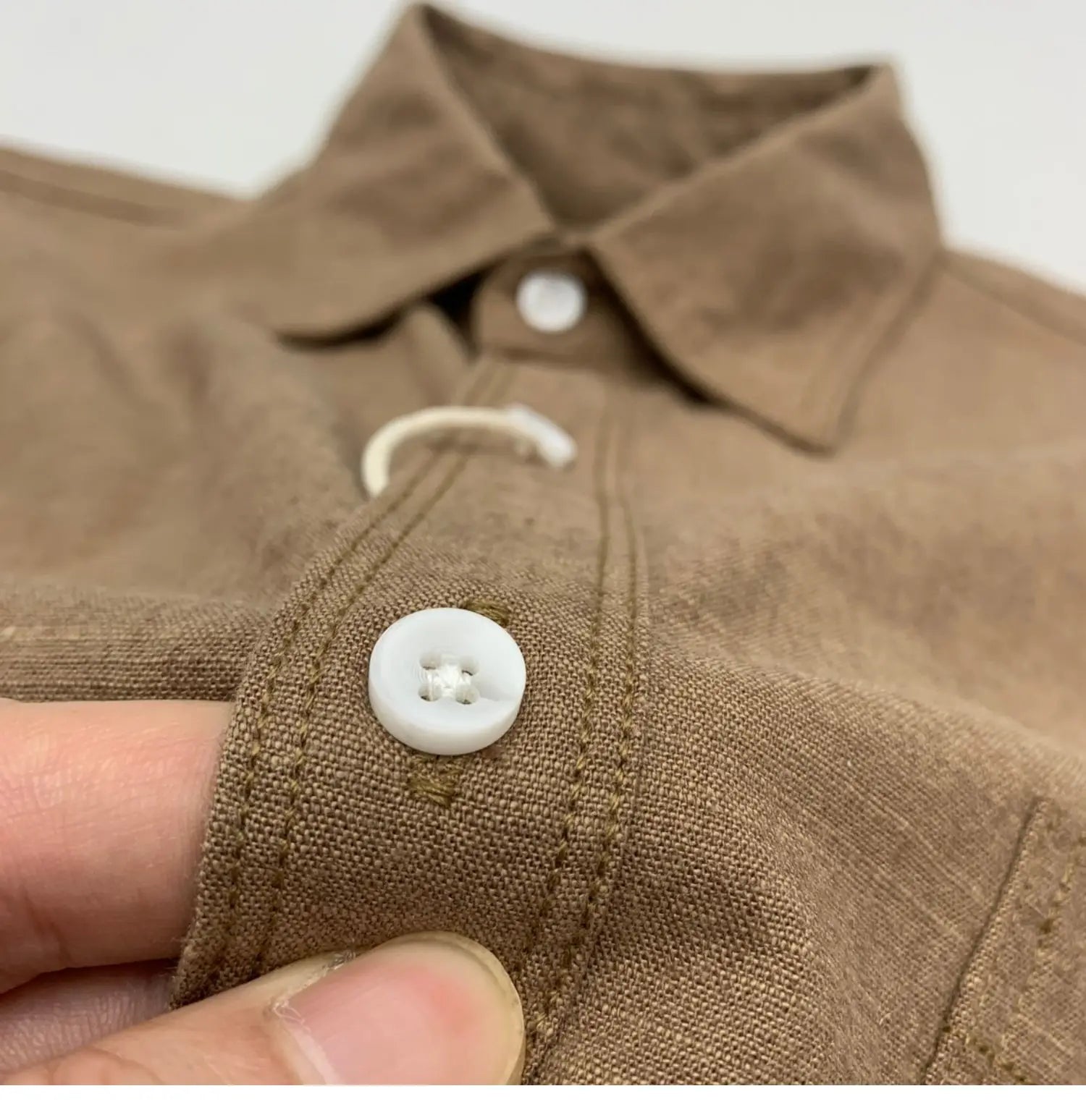 HEARUJOY  -  Summer Men's Cotton Linen Shirts With Chest Pocket Sold Color Harajuku Blend Simple Long Sleeved Loose Oversized Casual Shirt