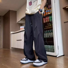 HEARUJOY  -  Ice Silk Baggy Summer Thin Men's Casual Wide-leg Pants Low Price Stylish High Quality New in Classic Y2k Long Xxxl Male Trousers