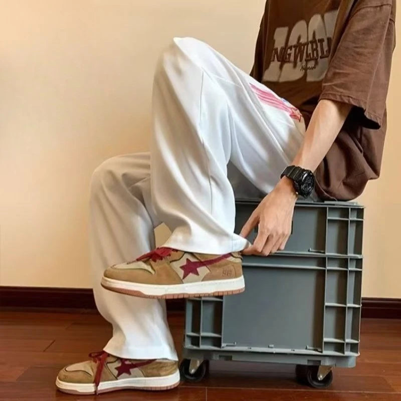 HEARUJOY  -  Men's Sweatpants Trousers Draped Clearance Sale Autumn Winter Elegant Retro Korean Y2k Cool Graphic Male Sports Pants Printing