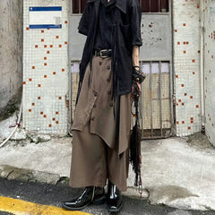 HEARUJOY  -  Genderless Trendy Skirt Gothic Dark Style Loose Hakama Pants Wide Leg Pants Large Size Design Samurai Pants Men Clothing