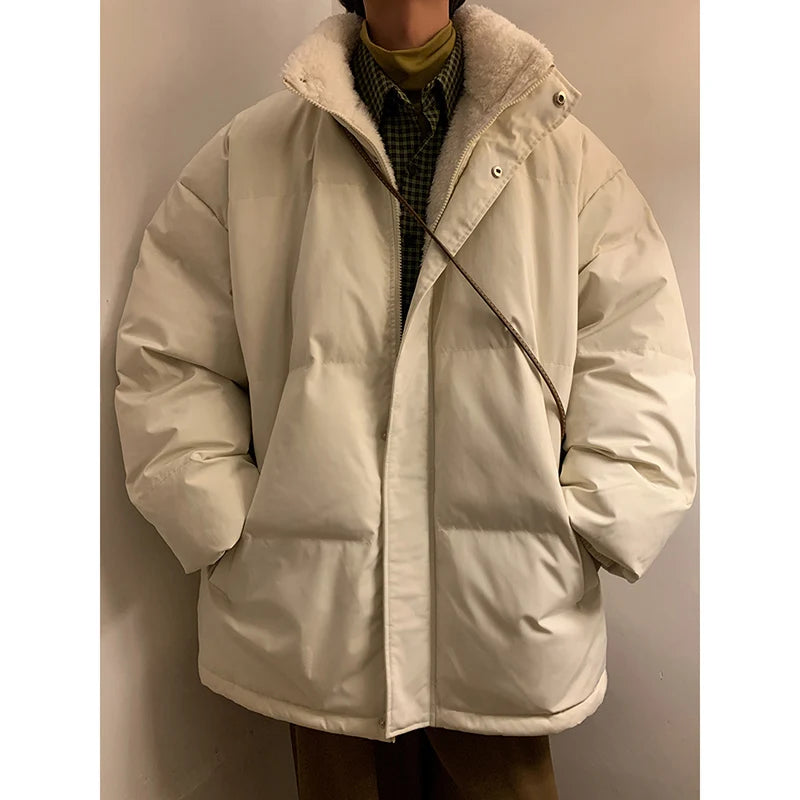 HEARUJOY  -  Men Harajuku Warm Bubble Coat Winter Jacket Stand Collar Oversize Parkas Korean Style Male Padded Coat Korean Puffer Jackets