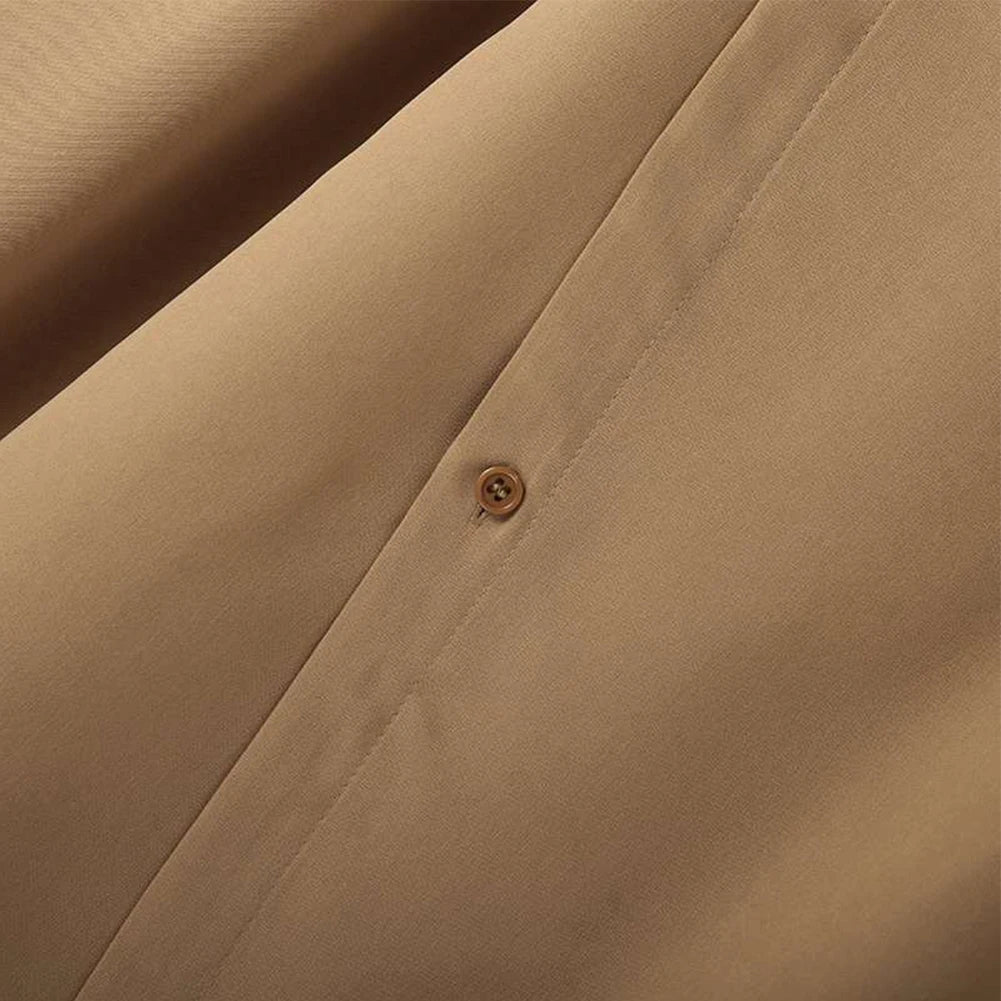 HEARUJOY  -  Casual Outing Casual Wear White Stand Collar Shirt Stand Collar Casual Wear Lapel Neckline Brand New Condition