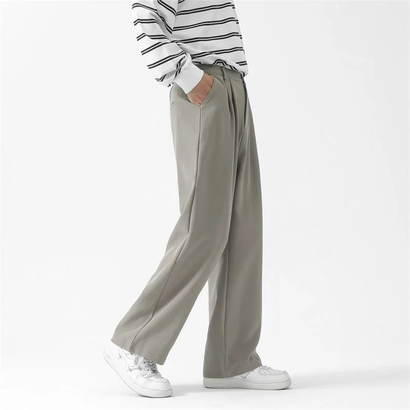 HEARUJOY  -  Black Suit Pants Men Fashion Society Mens Dress Pants Korean Loose Straight Wide Leg Pants Mens Office Formal Trousers M-2XL