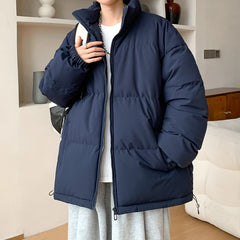 HEARUJOY  -  Fashion Oversized Parka Coats Men Korean Winter Cotton Padded Jacket Thick Warm Puffer Jacket Windbreaker Bubble Coat