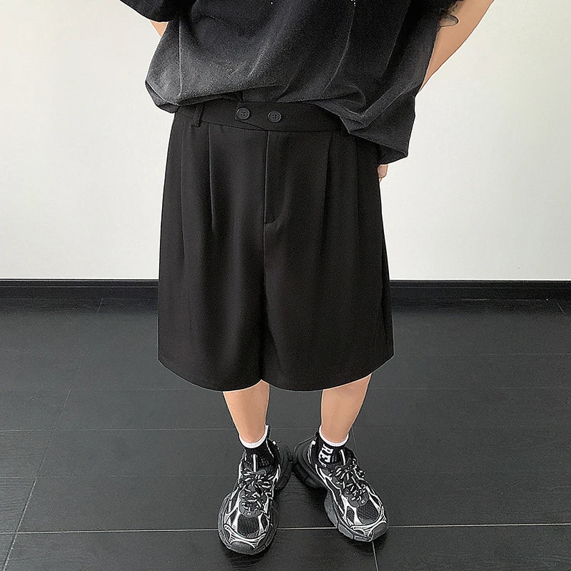 HEARUJOY  -  Summer Suit Shorts Men Fashion Social Mens Black Dress Shorts Korean Business Casual Shorts Mens Office Formal Shorts M-3XL