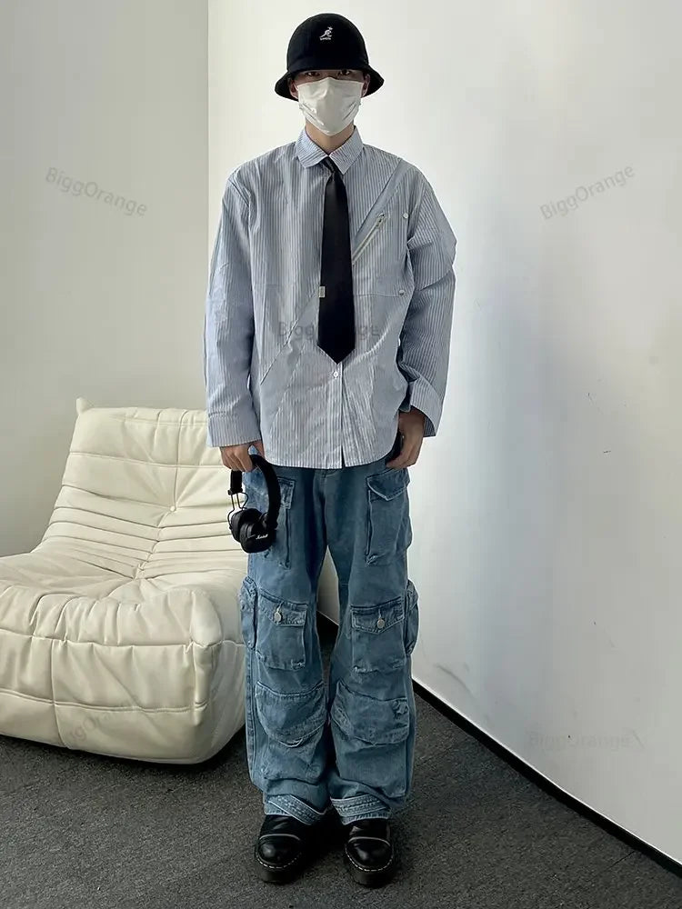 Hearujoy New American Cargo Pants Women High Waisted Baggy Jeans Retro Street Harajuku Couples Y2K Style Mopping Pants Youth Clothing