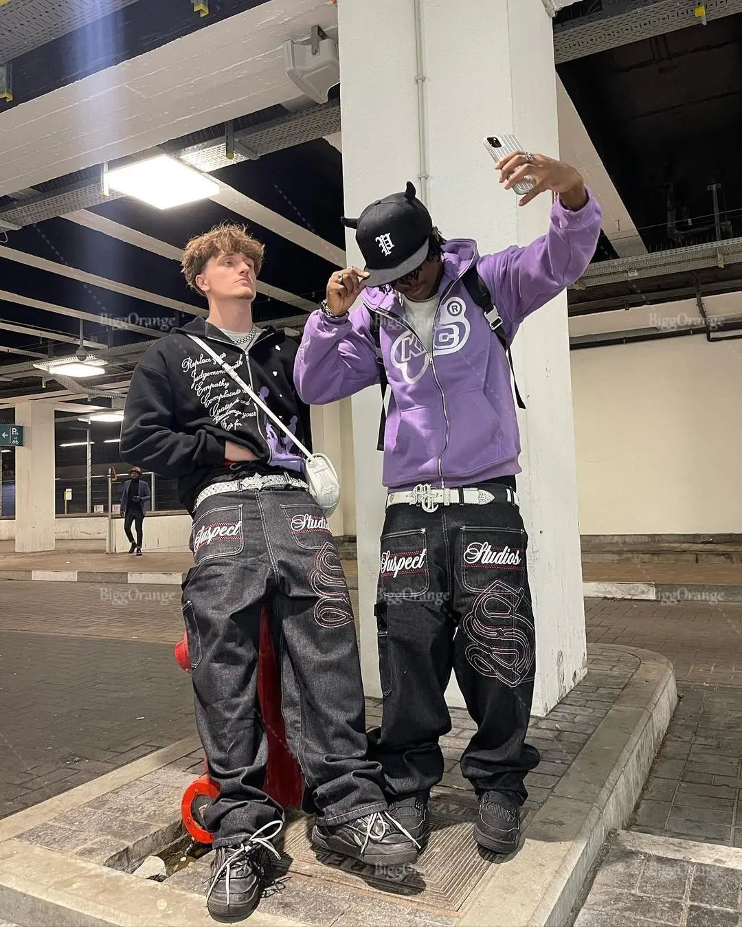 Hearujoy Retro Letter Print Hoodie Zipper American Purple Streetwear Casual Clothes Hip Hop High Street Oversize Sweatshirts Loose Coat