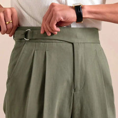 HEARUJOY  -  Pure Cotton Casual Pant Men Double Pleated High Waisted Breathable Trousers Business Casual Formal Pants Men Social Trousers