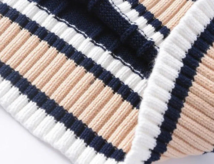 HEARUJOY  -  Striped White Knitted Sweaters for Men Blue Sleeveless Man Clothes V Neck Vest Red Waistcoat Jumpers Sweat-shirt Cigaret Cotton