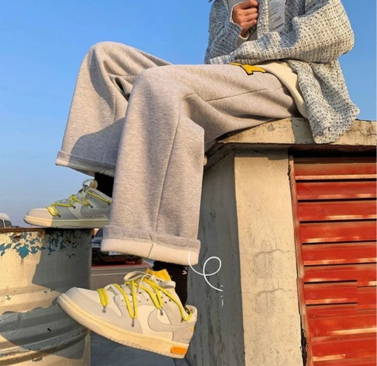 HEARUJOY  -  Straight Sweatpants for Men Elegant Clearance Sale High Quality Fashion New in Retro Y2k Deals Letters Trousers Man Sports Pants
