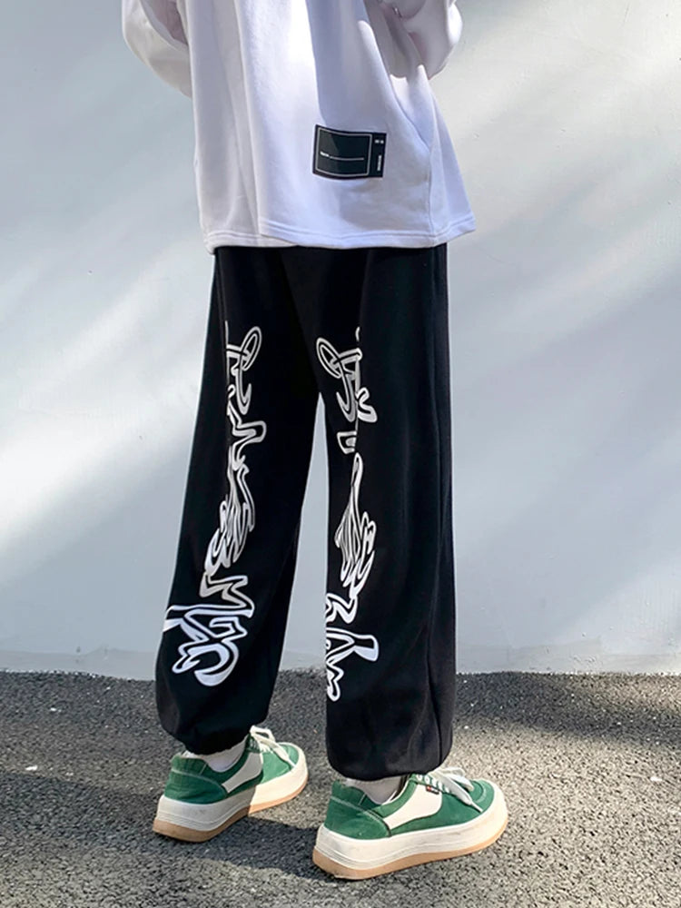 Hearujoy  Hip Hop Gothic Black Jogging Sweatpants Men Oversize Y2K Grunge Kpop Baggy Trousers Harajuku Graphic Sports Pants Male