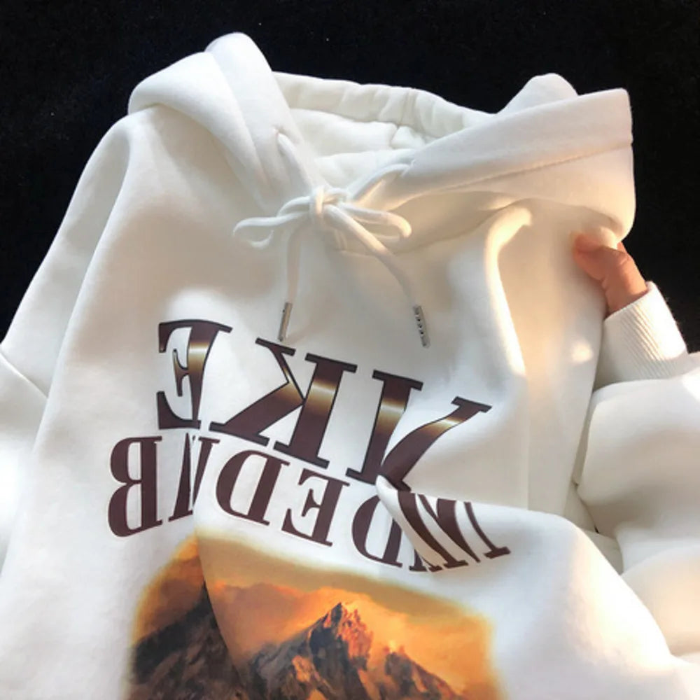 HEARUJOY  -  Retro Streetwear Oil Painting Hoodie Womens Winter Warm Fleece Loose Oversized Coat Fashion Casual Chic Jacket