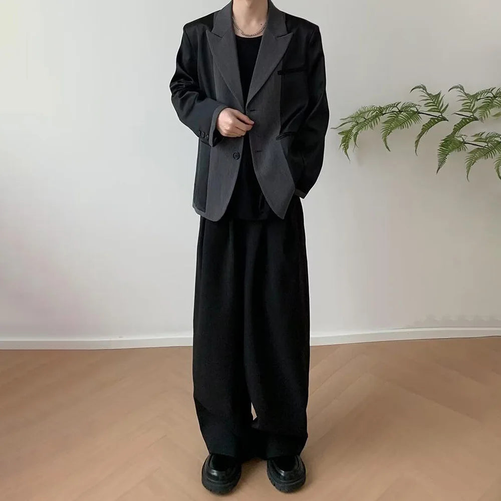 HEARUJOY  -  Mens Suit Trousers Pocket Casual Wide Leg Pants Summer Office Business All-Match Elegant British Straight Pants Men'S Clothing