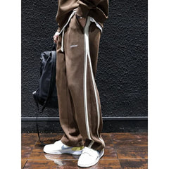 HEARUJOY  -  Spring Autumn Fashion Elastic Waist Striped Casual Men's Clothing Straight Loose Pocket High Waist Drawstring Trend Cargo Pants