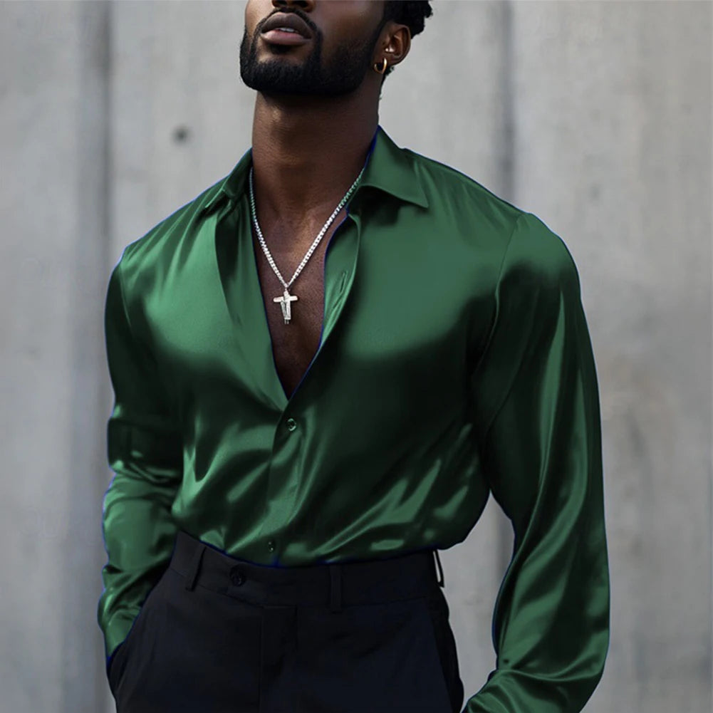 HEARUJOY  -  Business Shirt Casual Top Mens Retro Shirt 5 Spandex 95 Polyester Applicable Gender Men Daily Wear Holiday Attire