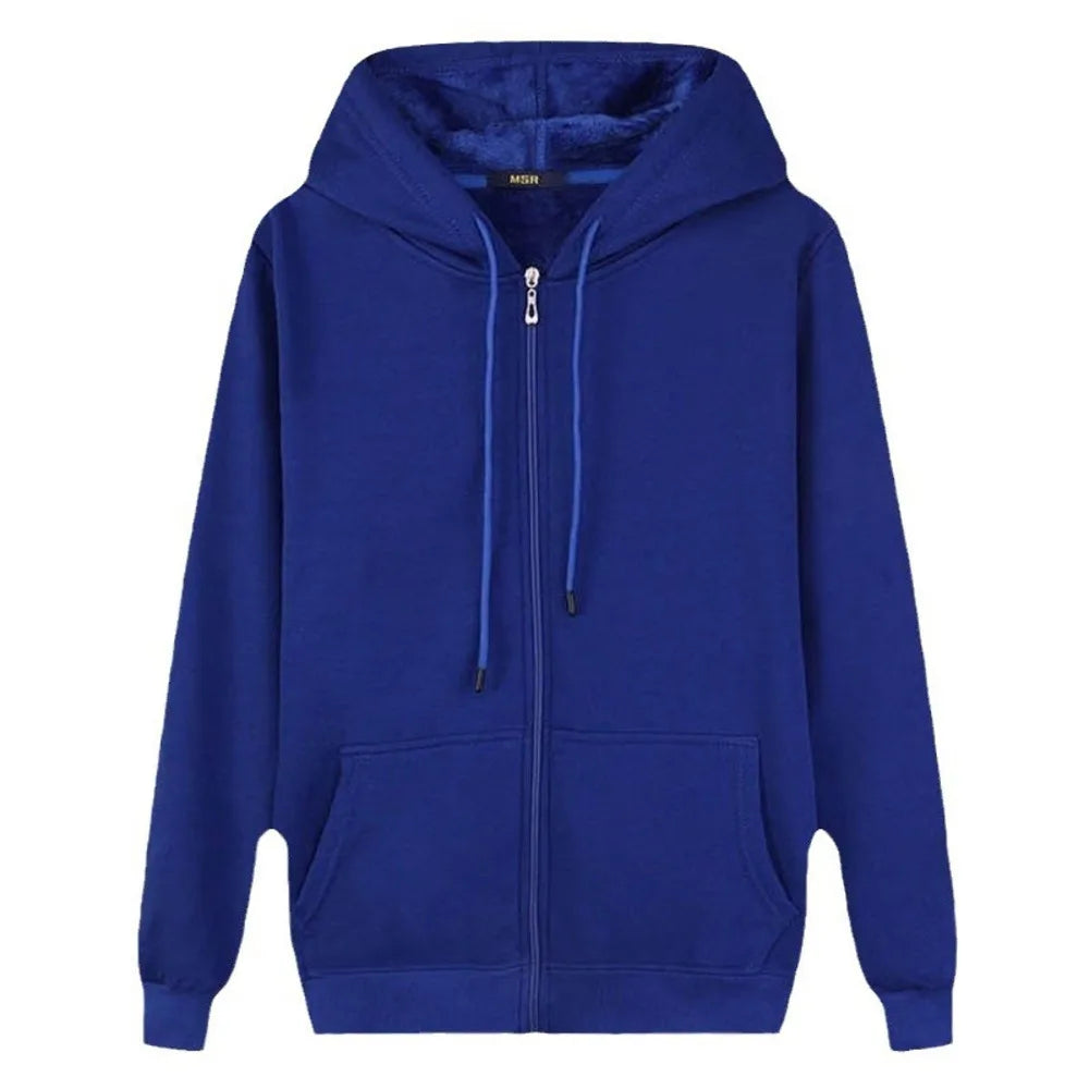 HEARUJOY  -  Mens Zip Up Hoodie Fleece Lined Jacket Winter Warm Pullover Coat with Hood Casual Streetwear Pullover Sweatshirt